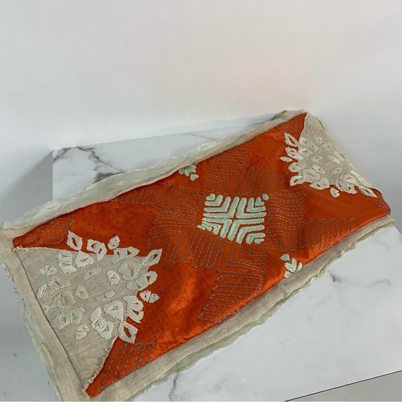 NWOT Anthropologie Embroidered Bohemian Home Accent Decor Orange Pillow Case - Picture 1 of 12